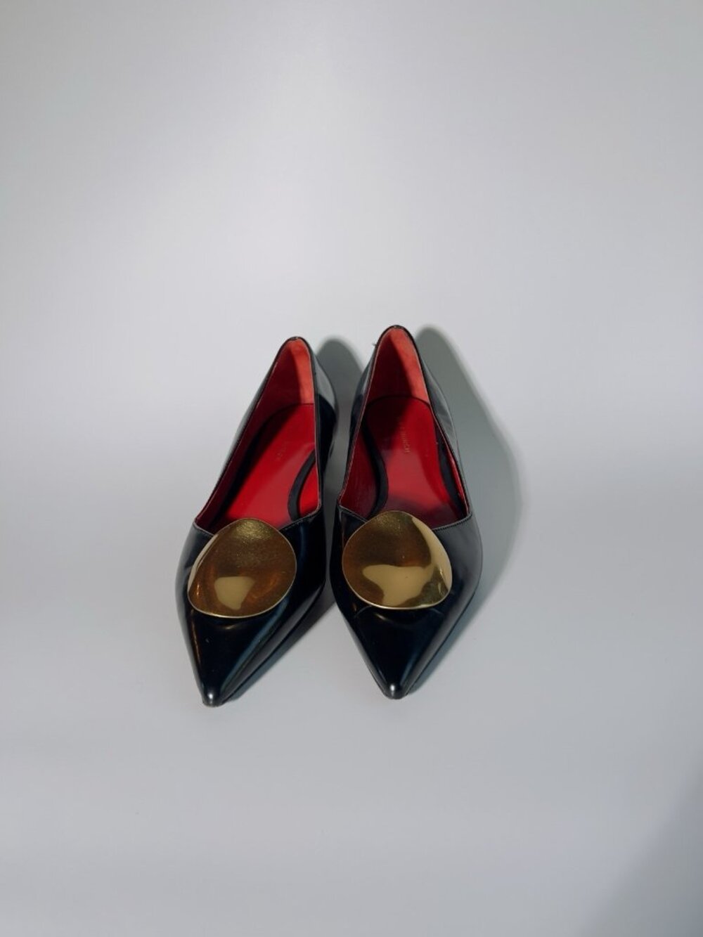 Tory Burch Penelope Pointed Toe Leather Flats Black Gold Size 6.5 - Picture 5 of 13